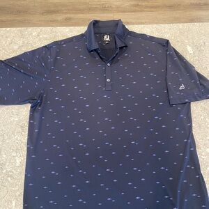 FootJoy Men's Dark Blue Fish Pattern Polo-2XL